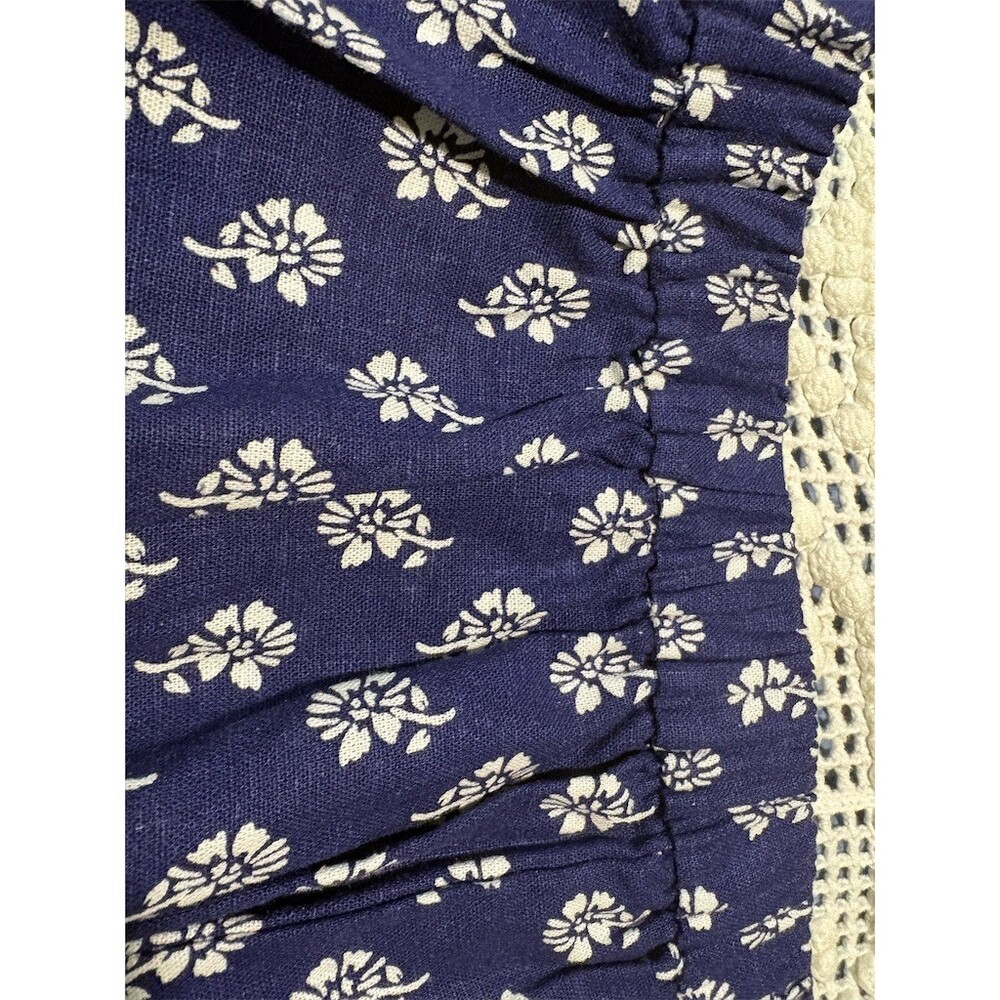 J.Crew 5” Linen Blend Shorts Womens Size 6 Navy Blue White Floral Print Casual - Picture 5 of 7